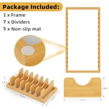 Bamboo Pot Lid Organizer Pot Lid Holder, Pot and Pan Organizer Drawer Organizer for Pot Lids, Pans, Cutting Boards & Baking Sheets, Dinner Plates, Reusable Containers in Cabinet Storage