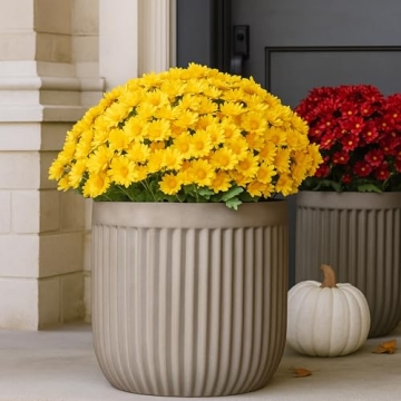 10 Bundles Lifelike Artificial Mums for Outdoor Decor