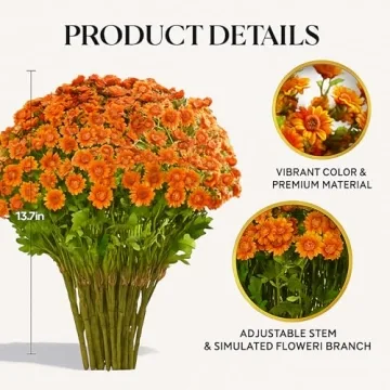 10 Bundles Lifelike Artificial Mums for Outdoor Decor