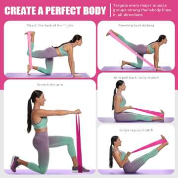 Resistance Bands, Exercise Bands for Physical Therapy Women, Stretch Bands for Yoga, Pilates, Rehab, Fitness, Strength Training, Home Exercise, Elastic Workout Bands at Home Gym