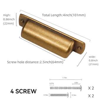 POVEFONK 10 Pack 2.5 inch(64mm) Antique Brass Kitchen Cabinet Handles Cabinet Cup Pulls Vintage Draw...