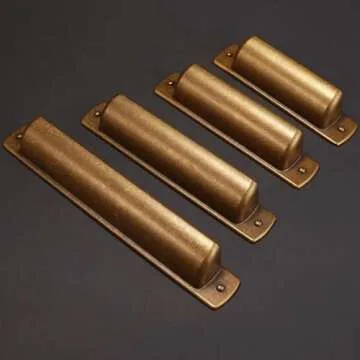 POVEFONK 10 Pack 2.5 inch(64mm) Antique Brass Kitchen Cabinet Handles Cabinet Cup Pulls Vintage Drawer Cup Pulls Aged Gold Bronze Kitchen Cabinet Hardware