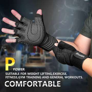 Ihuan Ventilated Weight Lifting Gym Gloves