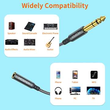 Durable 6.35mm to 3.5mm Adapter Cable Pack