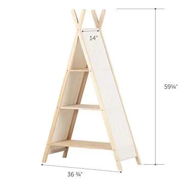 South Shore Sweedi Teepee 3 tier Shelving Unit-Natural Cotton and Pine