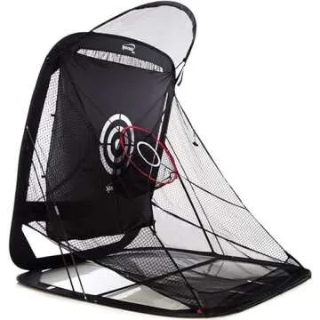 Spornia SPG-7 Golf Practice Net Bundle- Tri-Turf Golf Hitting Mat with Side Net Extension Attachment