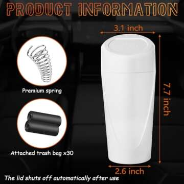 xiaoniu Car Trash Can with Lid, Leakproof Garbage Can with 40 Attached Trash Bags, Mini Essential Ca...