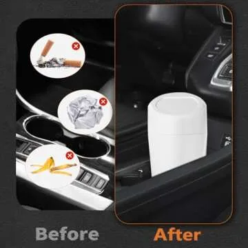 xiaoniu Car Trash Can with Lid, Leakproof Garbage Can with 40 Attached Trash Bags, Mini Essential Car Accessories for Interior for Car, Home, Office (White)