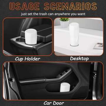 xiaoniu Car Trash Can with Lid, Leakproof Garbage Can with 40 Attached Trash Bags, Mini Essential Car Accessories for Interior for Car, Home, Office (White)