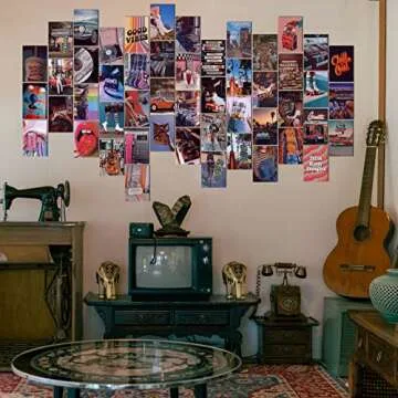 80PCS Retro Wall Collage Kit Aesthetic Pictures,Vintage Posters Bedroom Aesthetic Room Decor,Posters for Room 90s,80s Indie Room Decor,70s Wall Art ,Trendy Small Posters for Dorm
