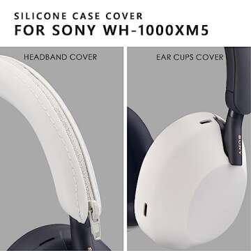 Silicone Case for Sony WH-1000XM5, Sony xm5 Wireless Headphones Protective case Cover, Silver