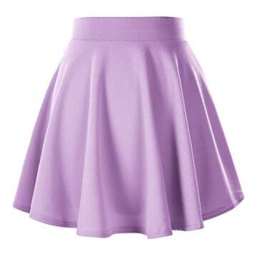 Women's Basic Versatile Stretchy Flared Casual Mini Skater Skirt (2XL, Lilac)