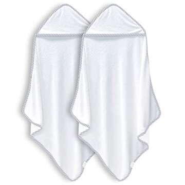 BAMBOO QUEEN 2 Pack Baby Bath Towel - Rayon Made from Bamboo, Ultra Absorbent - Ultra Soft Hooded To...
