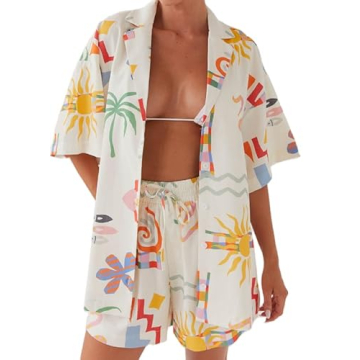 Y2K Printed Shorts Set for Women - Summer Beachwear Outfit