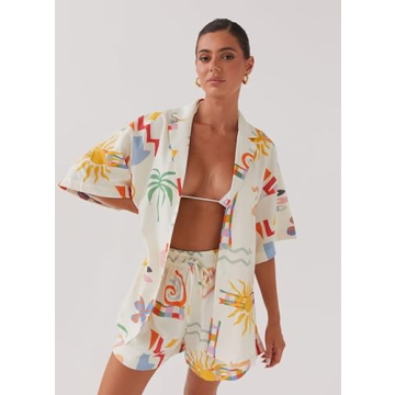 Y2K Women's Printed Shorts Set Summer Beachwear