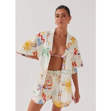 Y2K Women's Printed Shorts Set Summer Beachwear