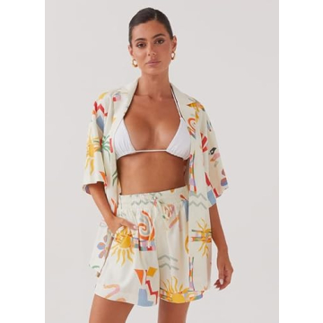 Y2K Women's Printed Shorts Set Summer Beachwear