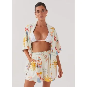 Y2K Women's Printed Shorts Set Summer Beachwear