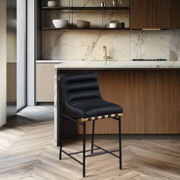 Meridian Furniture 857Black-C Burke Collection Modern | Contemporary Vegan Leather Upholstered Count...