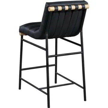 Meridian Furniture 857Black-C Burke Collection Modern | Contemporary Vegan Leather Upholstered Counter Stool, Black, 18" W x 24" D x 37.5" H