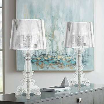 360 Lighting Baroque Antique Victorian Style Accent Table Lamps 20" High Set of 2 Clear Acrylic See ...