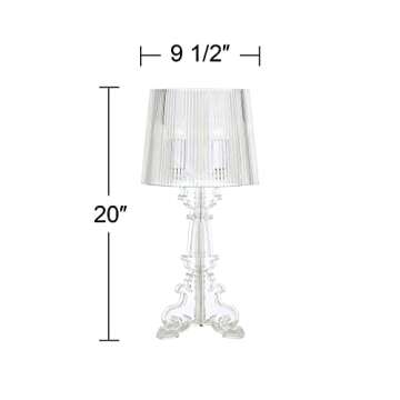 360 Lighting Baroque Antique Victorian Style Accent Table Lamps 20" High Set of 2 Clear Acrylic See Through Base Drum Shade Decor for Living Room Bedroom House Bedside Nightstand Home Office