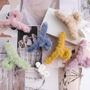 ALYCLIP 9PCS Fluffy Plush Hair Claw Clips for Women