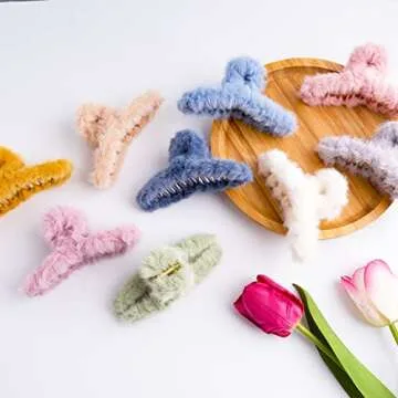 ALYCLIP 9PCS Fluffy Plush Hair Claw Clips for Women