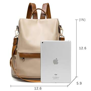 CHERUTY Women Backpack Purse PU Leather Anti-theft Casual Shoulder Bag Fashion Ladies Satchel Bags(Beige/Brown)