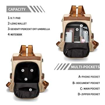 CHERUTY Women Backpack Purse PU Leather Anti-theft Casual Shoulder Bag Fashion Ladies Satchel Bags(Beige/Brown)