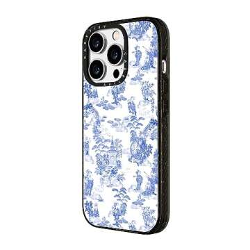 CASETiFY Impact Case for iPhone 15 Pro [4X Military Grade Drop Tested / 8.2ft Drop Protection] - Art Prints - Moon Caravan Toile - Clear Black