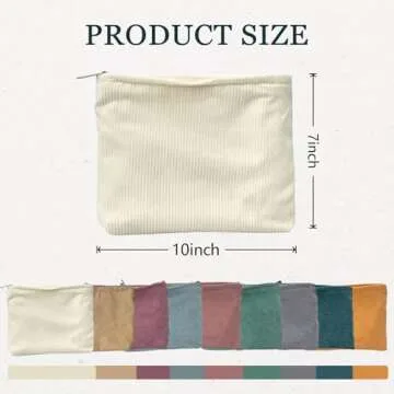 Hyuetrsa 9 Pieces 10 x 7 Inches Corduroy Makeup Bag Corduroy Cosmetic Bag Travel Toiletry Bag Zipper...