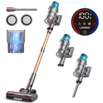 Laresar Cordless Vacuum Cleaner, 550W/45Kpa Stick Vacuum with Touch Screen for Easy Cleaning