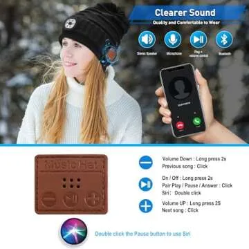ZOOI Stocking Stuffers for Adults Men Gifts for Men Bluetooth Beanie for Men, Mens Gifts for Him Dad Cool Gadgets Tools Black
