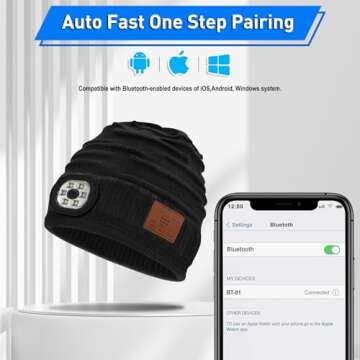 ZOOI Stocking Stuffers for Adults Men Gifts for Men Bluetooth Beanie for Men, Mens Gifts for Him Dad Cool Gadgets Tools Black