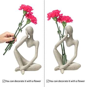 prosfalt Sandstone Resin Thinker Style Abstract Sculpture Statue Collectible Figurines Home Office B...