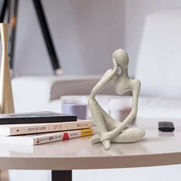 prosfalt Sandstone Resin Thinker Style Abstract Sculpture Statue Collectible Figurines Home Office Bookshelf Desktop Decor(Sandstone - Left Reverie)