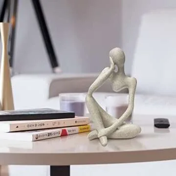 prosfalt Sandstone Resin Thinker Style Abstract Sculpture Statue Collectible Figurines Home Office Bookshelf Desktop Decor(Sandstone - Left Reverie)