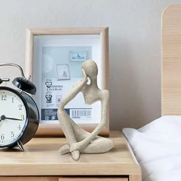 prosfalt Sandstone Resin Thinker Style Abstract Sculpture Statue Collectible Figurines Home Office Bookshelf Desktop Decor(Sandstone - Left Reverie)