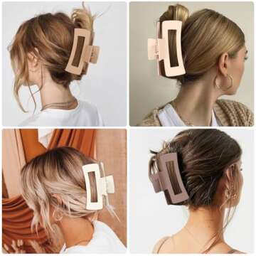 8 Pcs Large Hair Claw Clips for Thick Hair Stylish & Functional