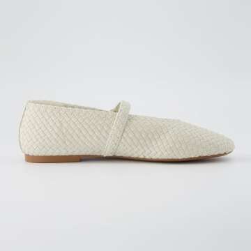 CUSHIONAIRE Women's Bistro Woven Mary Jane Flat +Memory Foam, Wide Widths Available, Woven Wheat 7