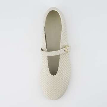 CUSHIONAIRE Women's Bistro Woven Mary Jane Flat +Memory Foam, Wide Widths Available, Woven Wheat 7