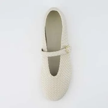 CUSHIONAIRE Women's Bistro Woven Mary Jane Flat +Memory Foam, Wide Widths Available, Woven Wheat 7