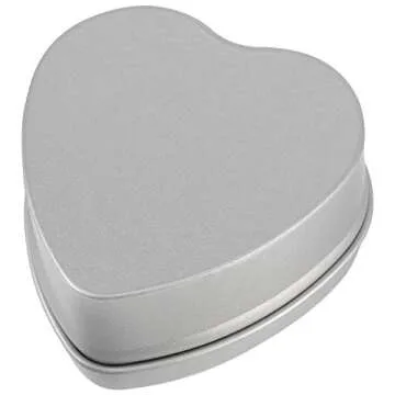 ZEONHAK 40 Pack 2oz Heart Shaped Metal Tin Cans, Small Candle Tins with Clear Window Lids, Empty Heart Shaped Candle Metal Tins for Candle Making, Candies, Gifts and Treasures, Silver