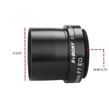 SVBONY SV193 Focal Reducer 2 Inch 0.8X Field Flattener Telescope Accessory for SV503 80mm F7 ED Telescope