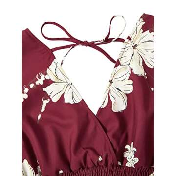 SweatyRocks Women's 2 Piece Boho Butterfly Sleeve Knot Front Crop Top with Shorts Set (Large, Burgundy)