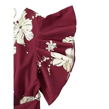 SweatyRocks Women's 2 Piece Boho Butterfly Sleeve Knot Front Crop Top with Shorts Set (Large, Burgundy)