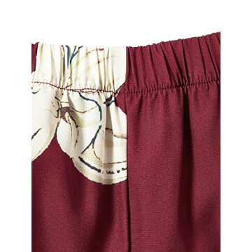 SweatyRocks Women's 2 Piece Boho Butterfly Sleeve Knot Front Crop Top with Shorts Set (Large, Burgundy)