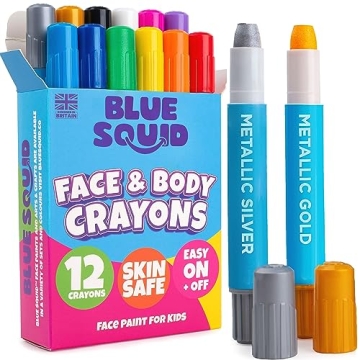 Blue Squid Face Paint Crayons - 12 Vibrant Twistable Colors for Kids