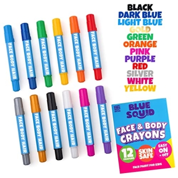 Blue Squid Face Paint Crayons - Vibrant Washable Fun
